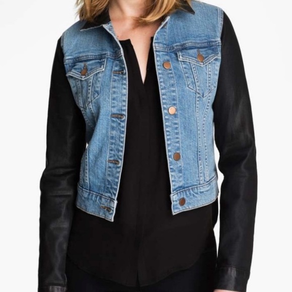 JBrand jean jacket with leather arms size small- barely worn - Picture 2 of 3